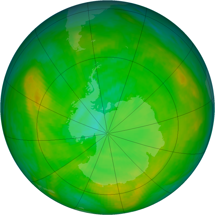 Antarctic ozone map for 02 January 1980